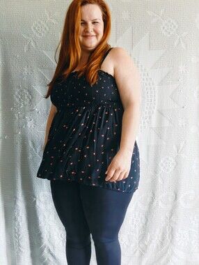 Torrid Strawberry Smocked Babydoll Tank Top L/XL